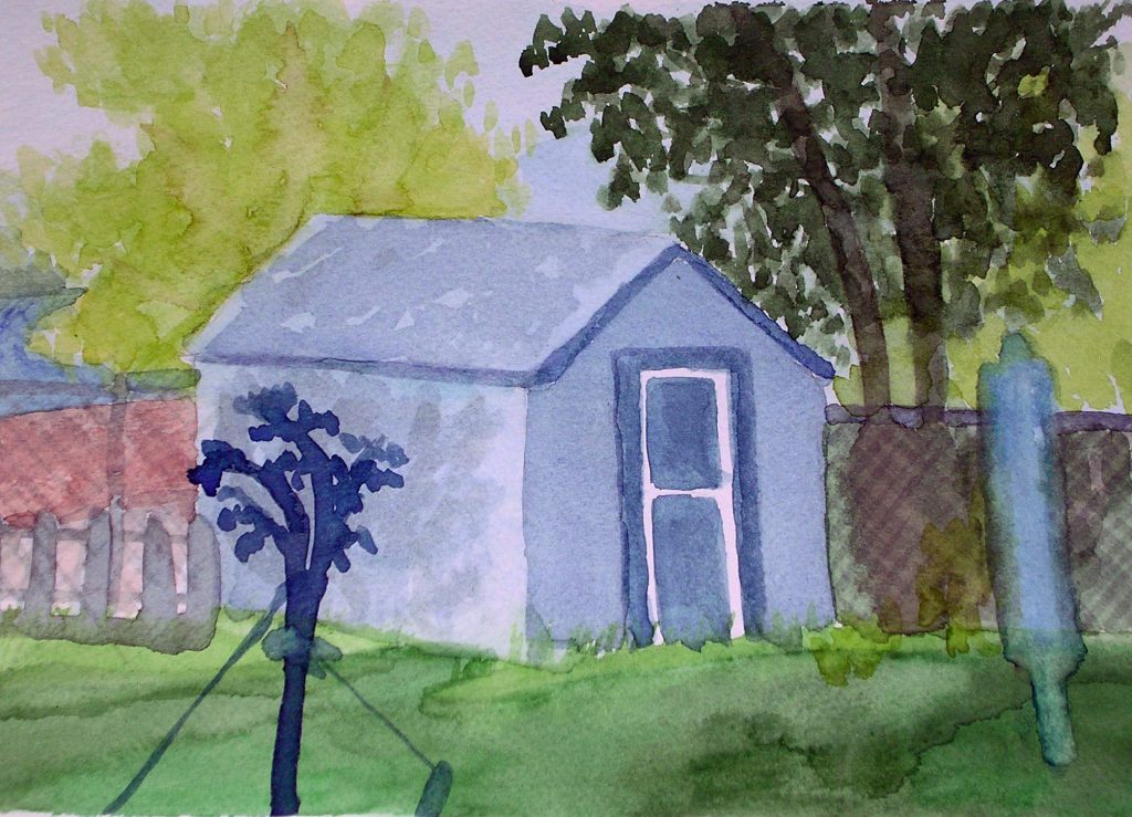 What is Watercolor Backyard Shed painting