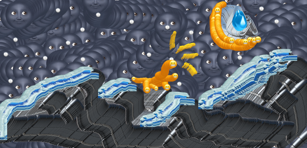 Emoji ink Monster and the Moon