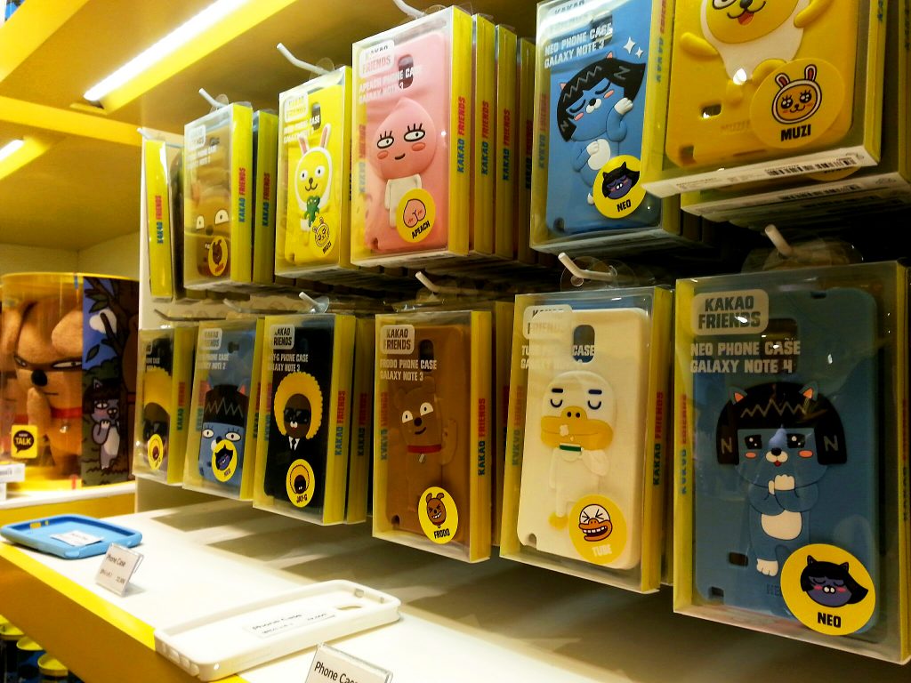 Kakao Friends phone cases at emoji pop store