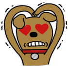 Kakao Friends Frodo with heart eyes and forming heart shape with arms