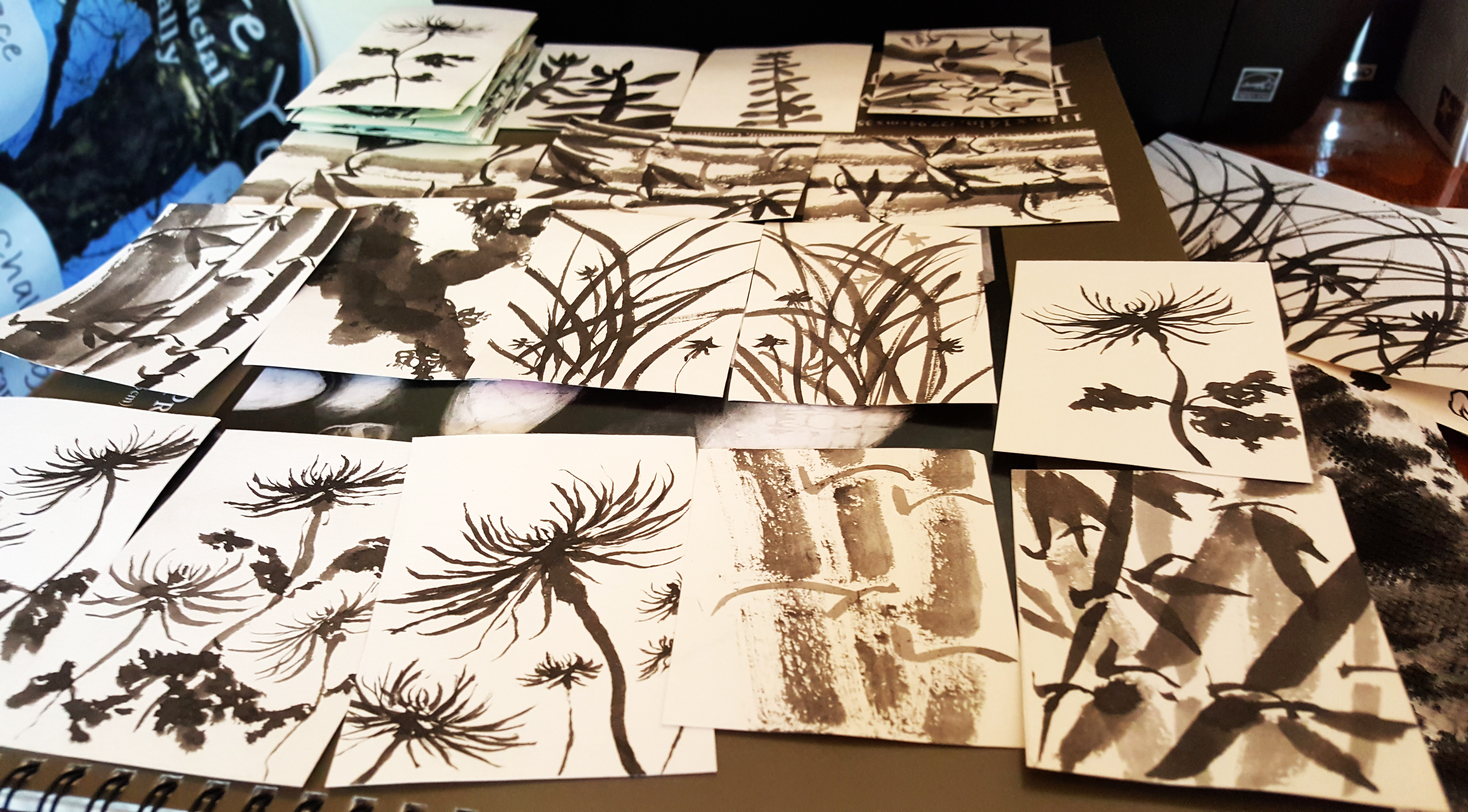 Sumi-e Japanese ink painting at home paintings
